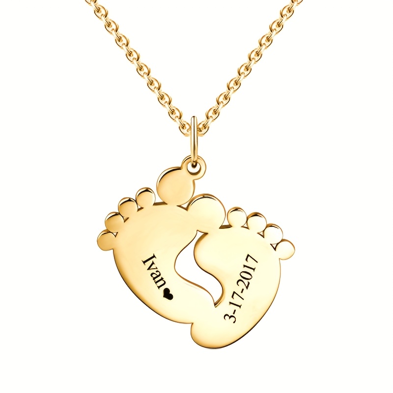 Personalized Custom Name Footprint Pendant Necklace